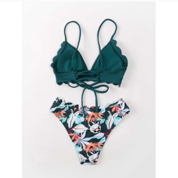 Cupshe Teal and Floral Bikini Set - Picture 6 of 6